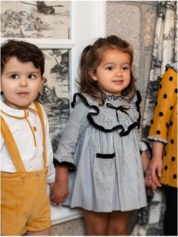 Plumetis gingham dress