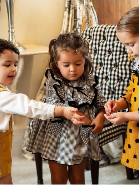 Plumetis gingham dress