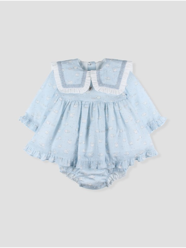 Arrullo baby girl dress with bloomers