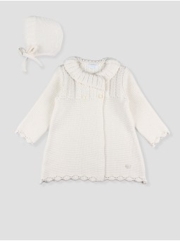 Cream Baby Knit Coat with Bonnet