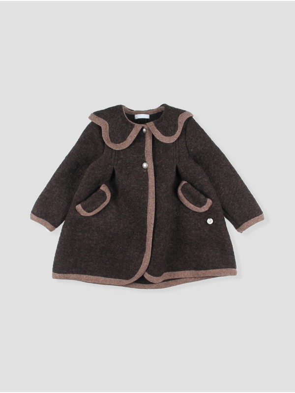 Girl coat with contrasting trims