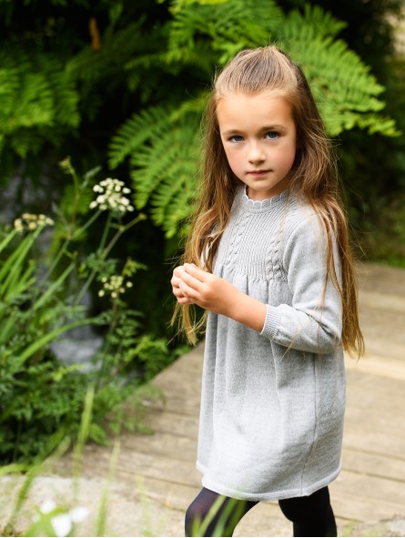 Girl knit dress with bow detail