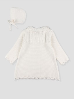 Cream Baby Knit Coat with Bonnet