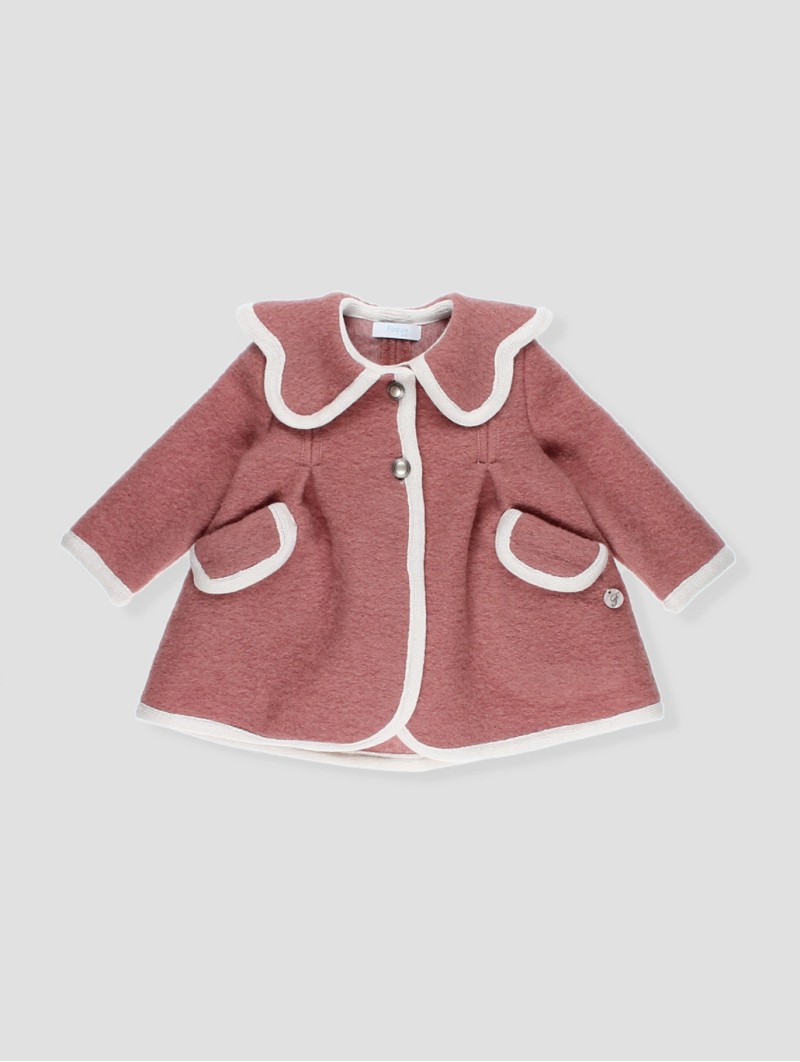 Girl coat with contrasting trims