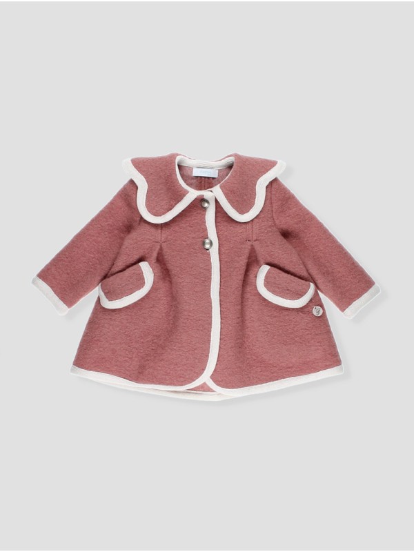 Girl coat with contrasting trims