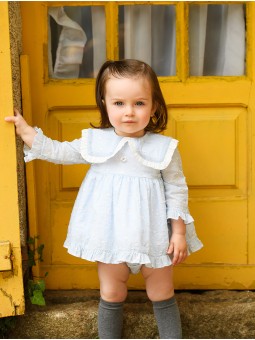 Arrullo baby girl dress with bloomers