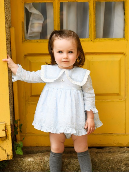 Arrullo baby girl dress with bloomers