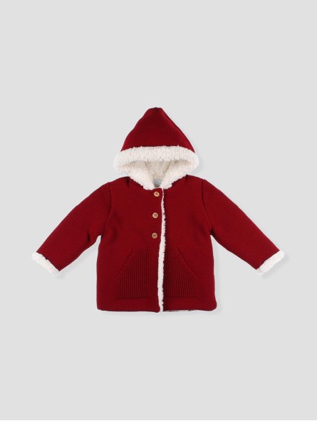 Baby unisex knit duffle coat with fleece