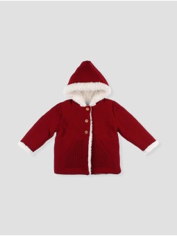 Baby unisex knit duffle coat with fleece