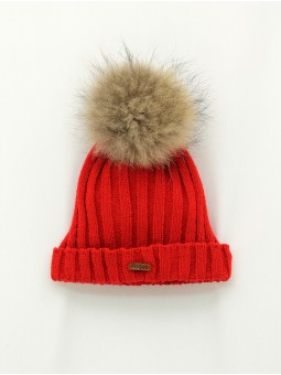 Pompom knitted bonnet