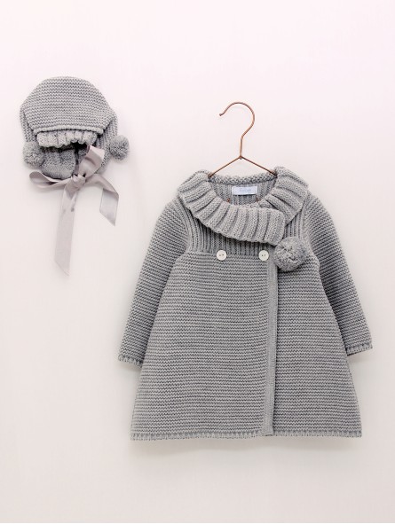 Girl’s knit coat and bonnet