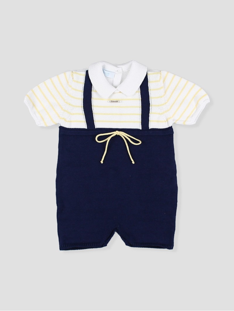 Knit dungaree-style romper