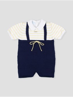 Knit dungaree-style romper