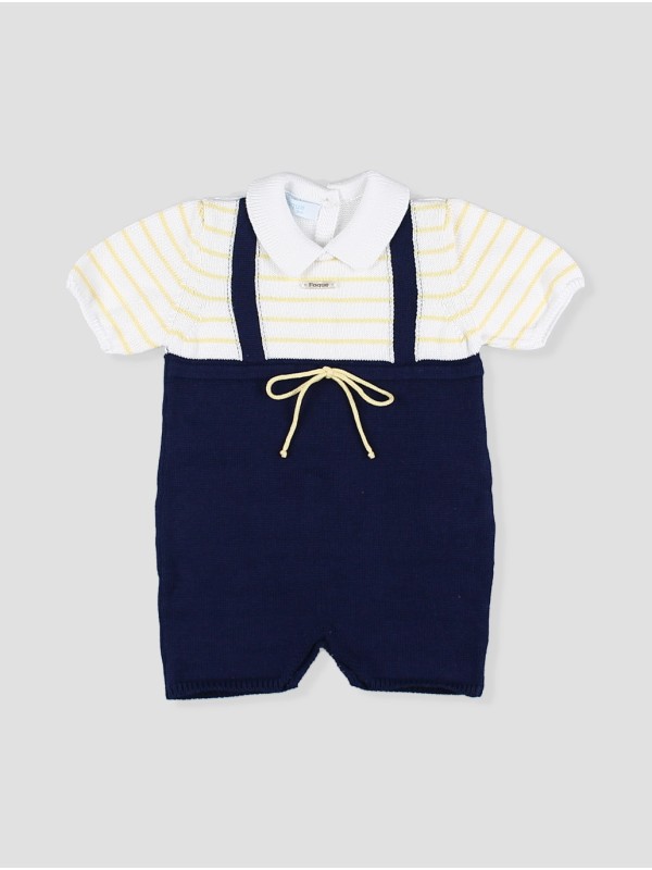 Knit dungaree-style romper