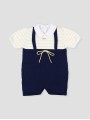 Knit dungaree-style romper