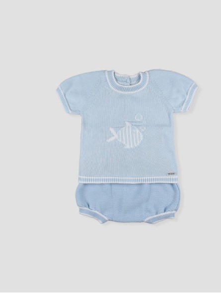 Baby blue knit fish set