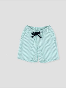 Boys green stripe shorts