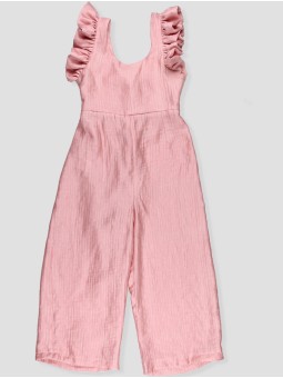 Girls dusty pink ruffle jumpsuit