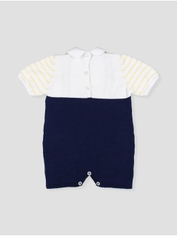 Knit dungaree-style romper