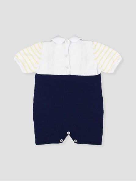 Knit dungaree-style romper