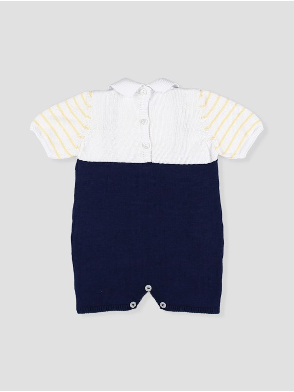 Knit dungaree-style romper