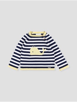 Striped jumper with whale intarsia
