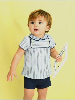 Mar baby boy striped shirt navy set