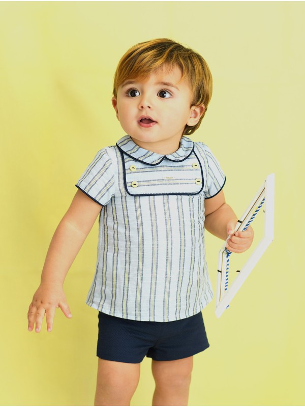 Mar baby boy striped shirt navy set