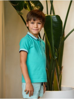 Boys green stripe shorts