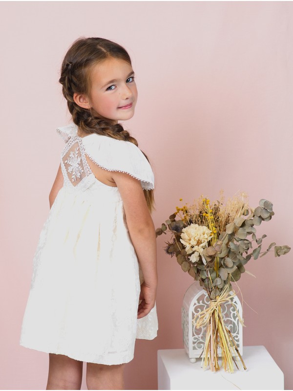 Vestido gasa bordada Batizo