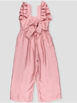 Girls dusty pink ruffle jumpsuit
