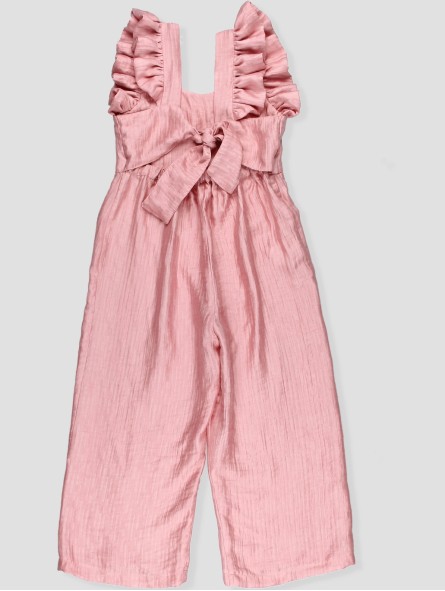 Girls dusty pink ruffle jumpsuit