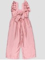 Girls dusty pink ruffle jumpsuit