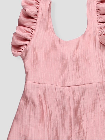Girls dusty pink ruffle jumpsuit