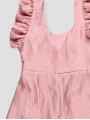 Girls dusty pink ruffle jumpsuit