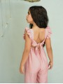 Girls dusty pink ruffle jumpsuit